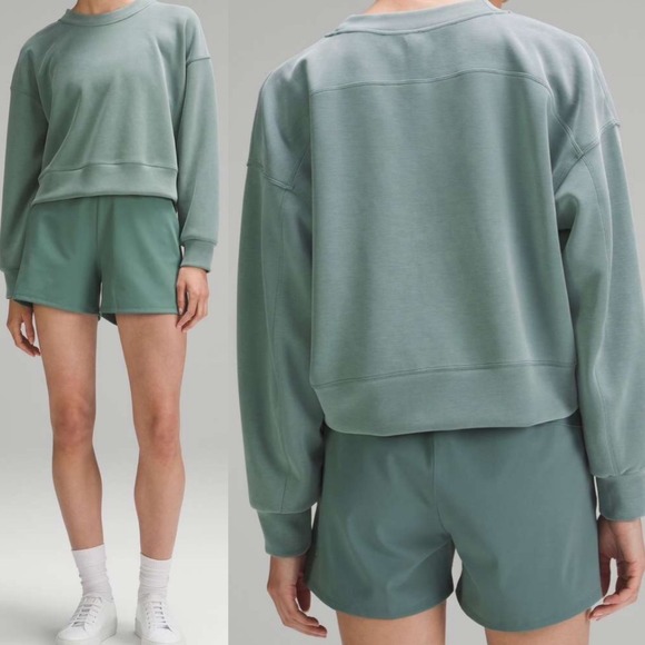 lululemon athletica Tops - Lululemon Softstreme Perfectly‎ Oversized Cropped Crew Forrest Crew Womens Sz 10